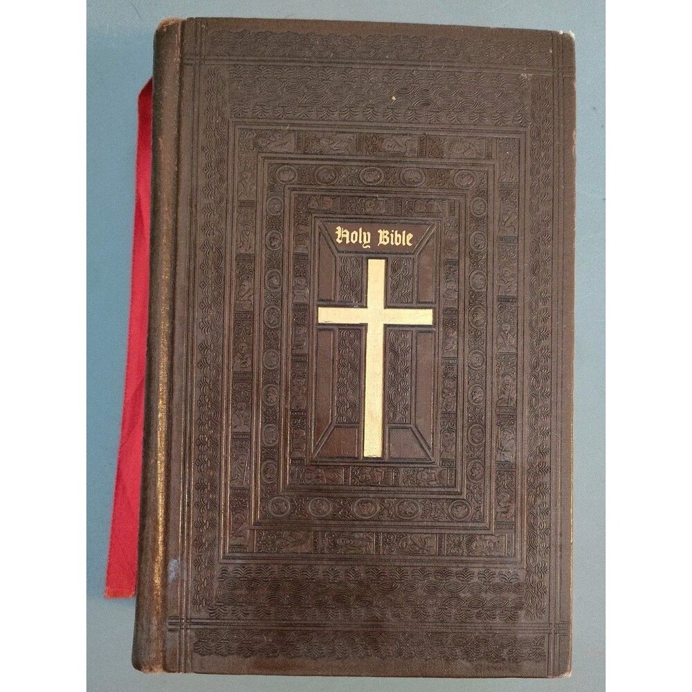Vintage -1953 Catholic Family Edition Holy Bible – John J. Crawley – Illustrated